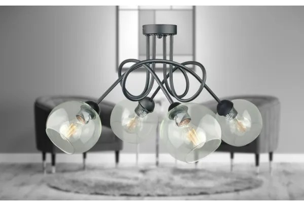 Lampadario a plafone EVIE 4xE27/60W/230V antracite/limpido