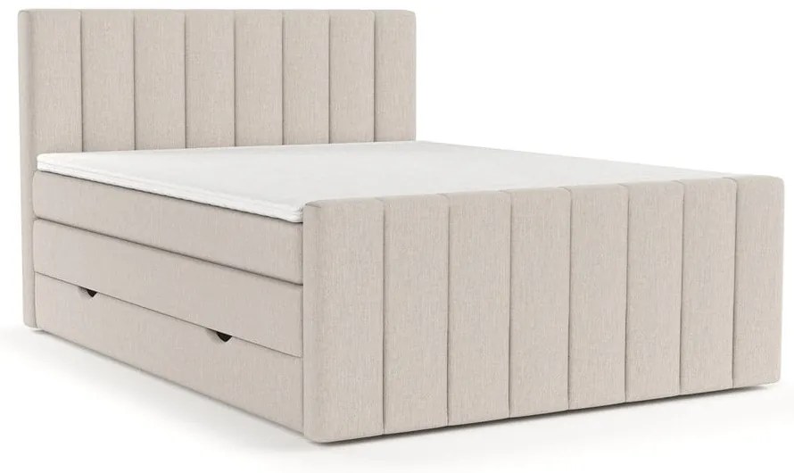 Letto boxspring beige con contenitore 140x200 cm Ruby - Maison de Rêve