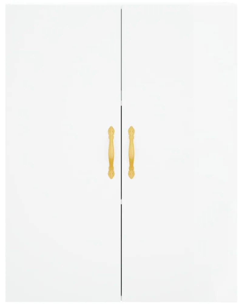 Credenza Bianco Lucido 69,5x34x180 cm in Legno Multistrato