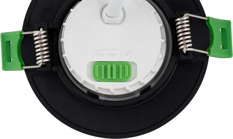 Faro LED da incasso 6W Dimmerabile CCT Foro ø70mm IP44 - Nero Colore Bianco Variabile CCT