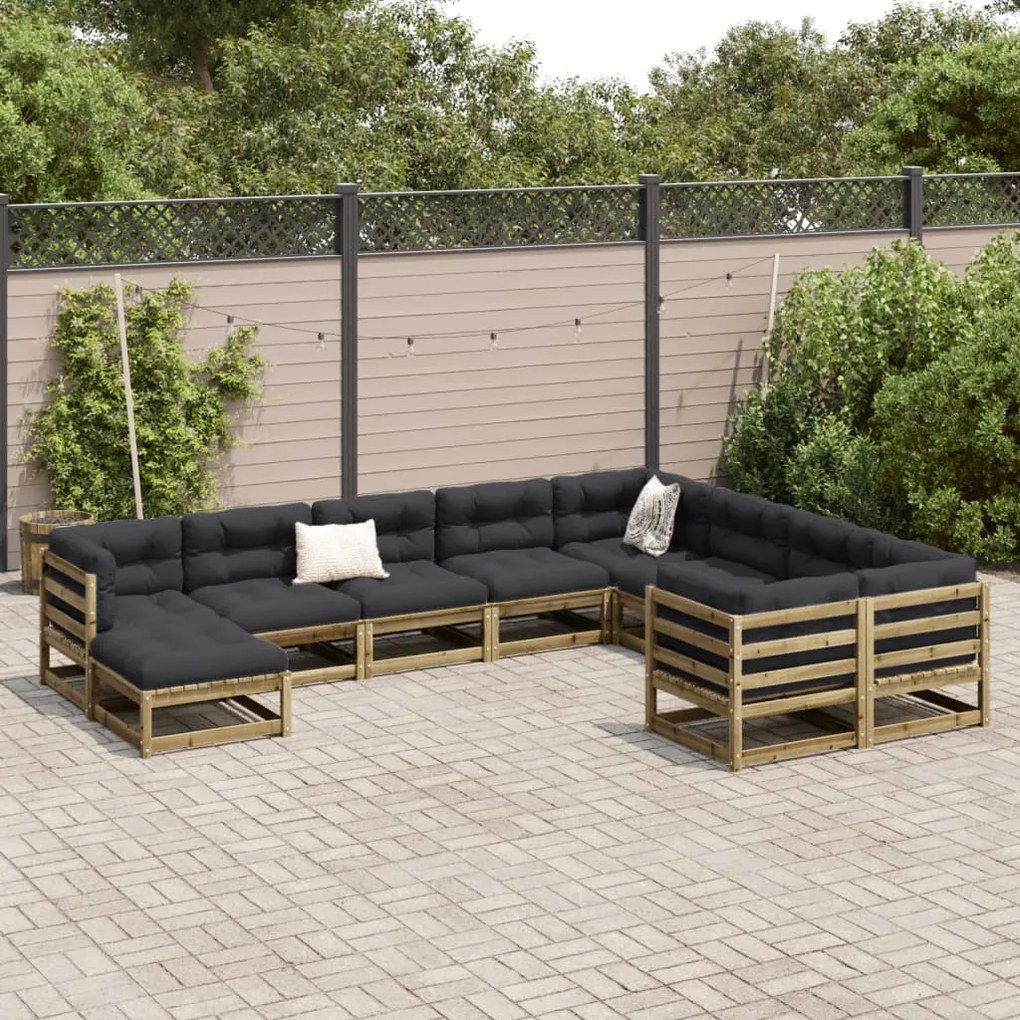 Set divani da giardino 10 pz in legno impregnato di pino