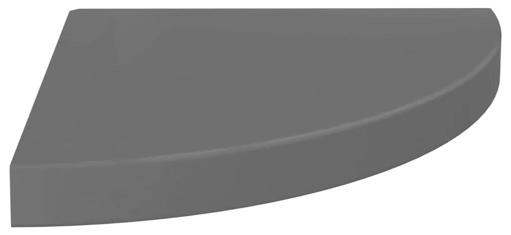 Scaffali angolari a parete 2 pz grigio lucido 35x35x3,8 cm mdf
