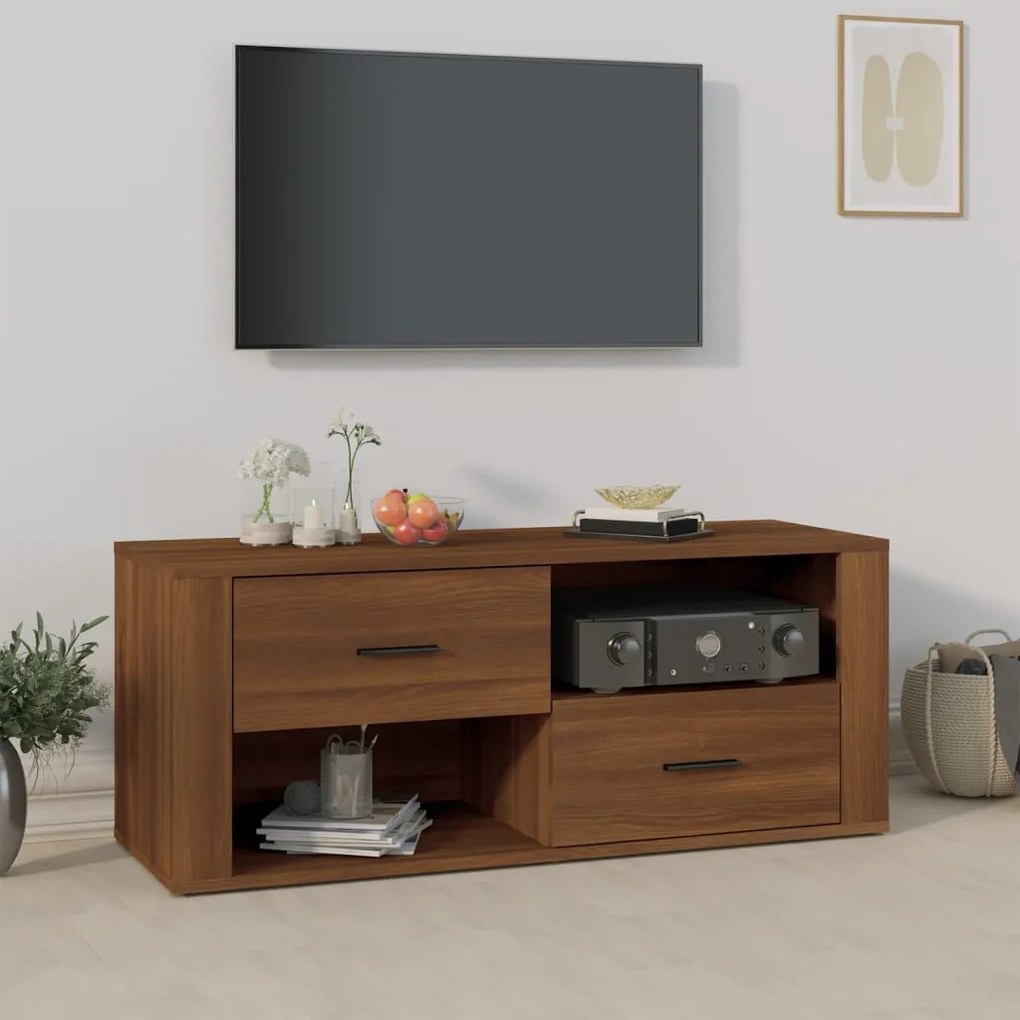 Mobile Tv Rovere Marrone 100x35x40 Cm İn Legno Multistrato /