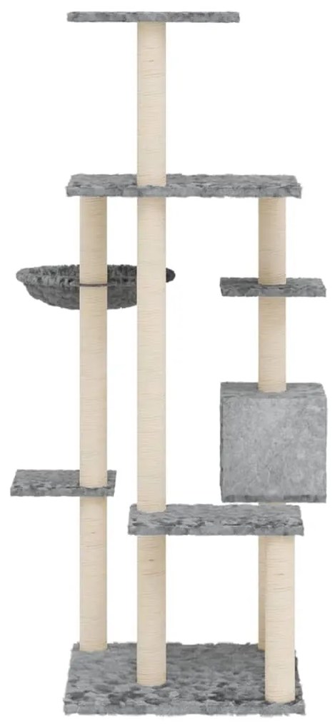 Albero per gatti con tiragraffi in sisal grigio chiaro 142 cm