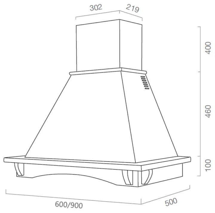 Cappa cucina rustica bianca CASTELLO con cornice in legno intarsio cm 60