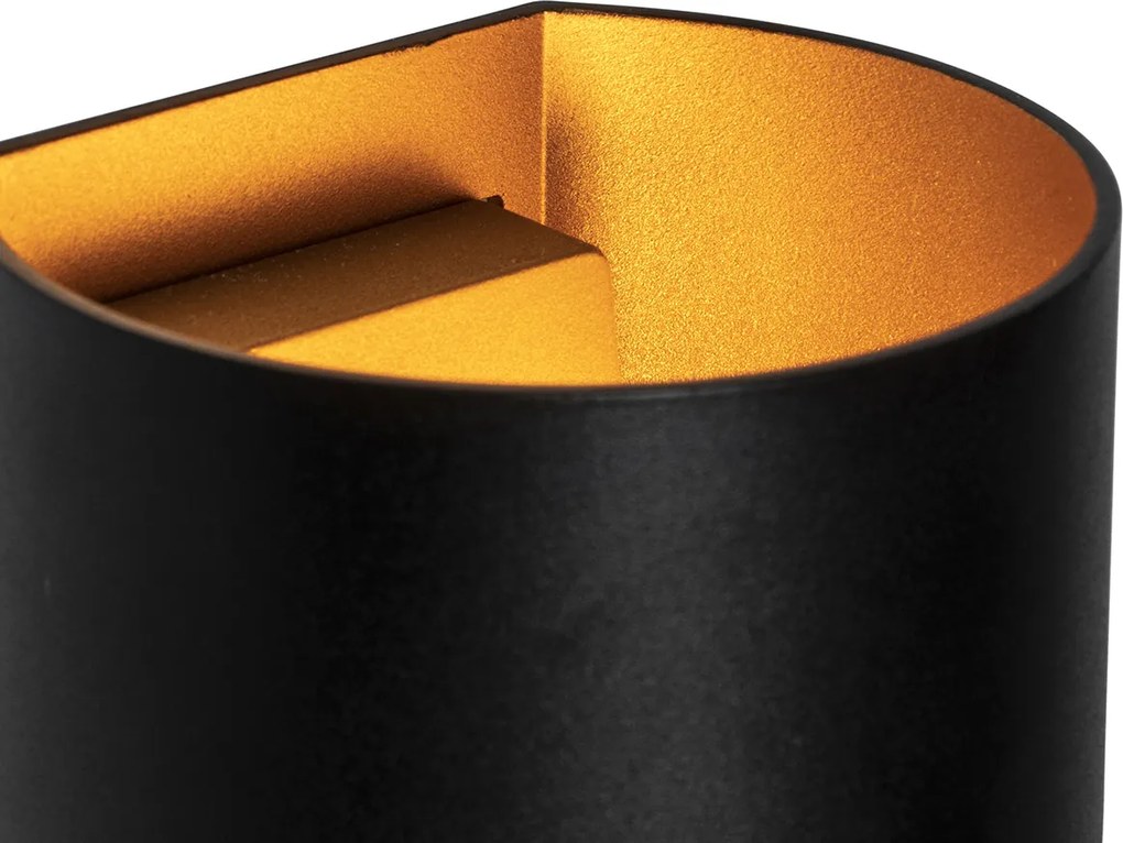 Lampada da parete intelligente nera con ottone incl. Wifi G9 - Sabbio