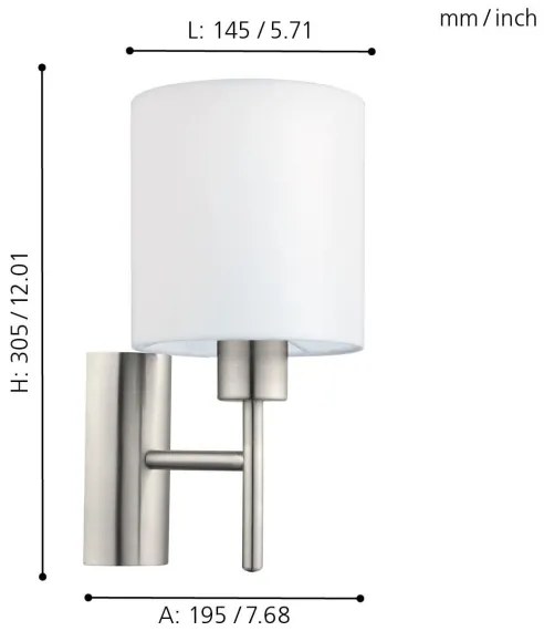 Eglo 94924 - Applique PASTERI 1xE27/60W/230V