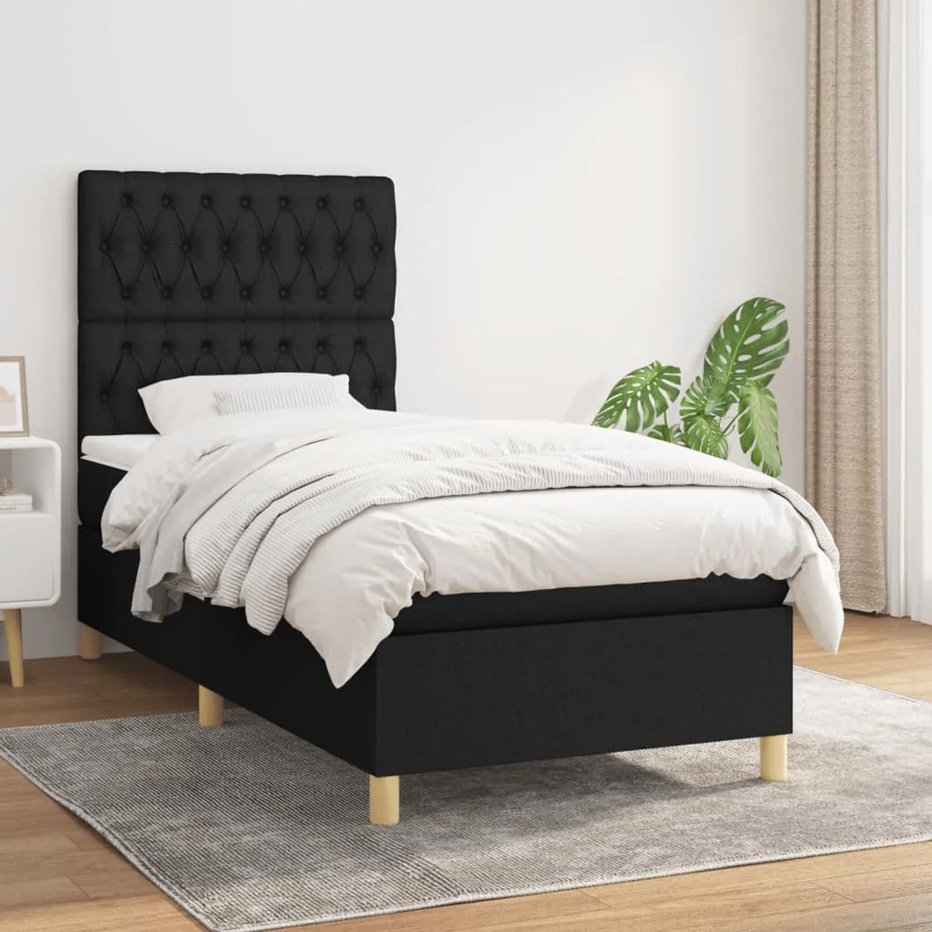 Giroletto A Molle Con Materasso Nero 100x200 Cm İn Tessuto /