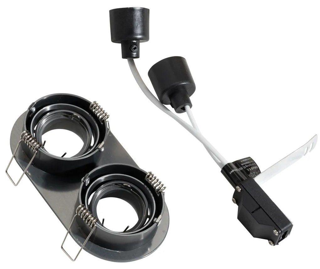 Set di 6 faretti da incasso color canna di fucile GU10 35mm orientabili a 2 luci - Installa