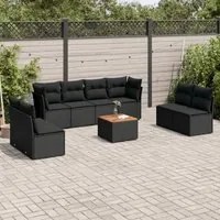 Set Divani da Giardino 9 pz con Cuscini Nero in Polyrattan 3223577