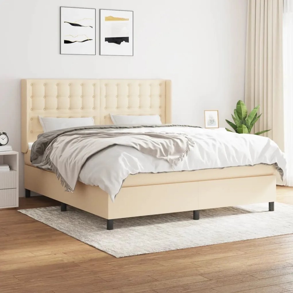 Giroletto A Molle Con Materasso Crema 160x200 Cm İn Tessuto /