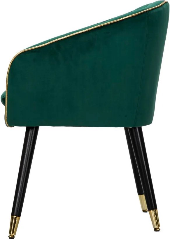 Poltrona Paris 62x58x78 cm in Legno Spugna Metallo e Poliestere Verde e Oro...