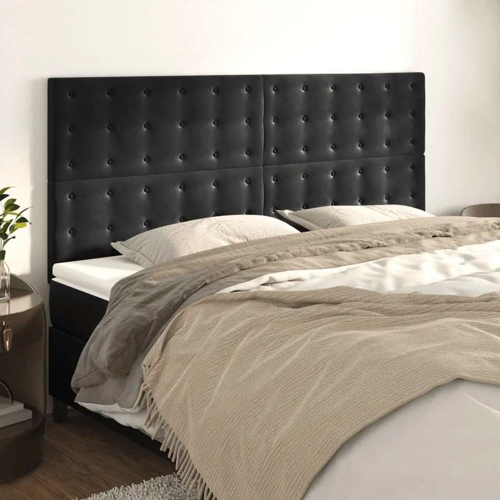 Testiere 4 Pz Nere 100x5x78/88 Cm İn Velluto /