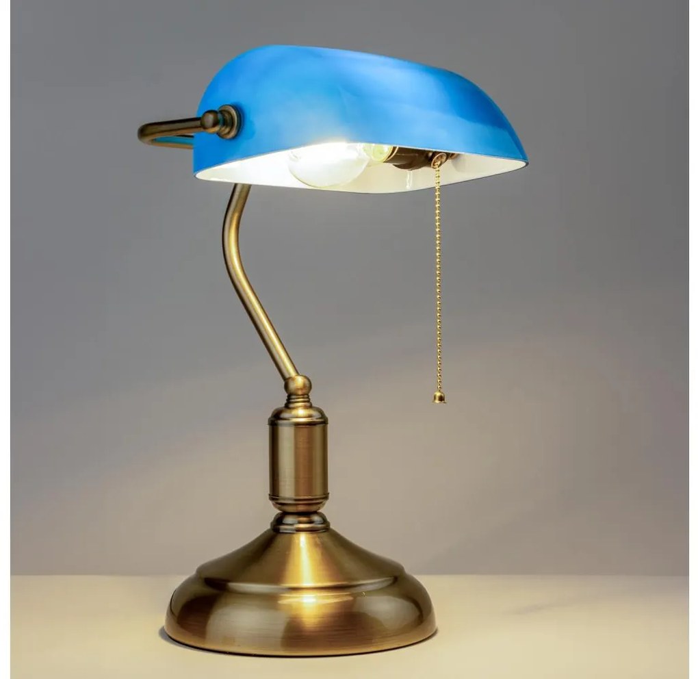 Brilagi - Lampada da tavolo BANK OFFICE 1xE27/60W/230V ottone/blu