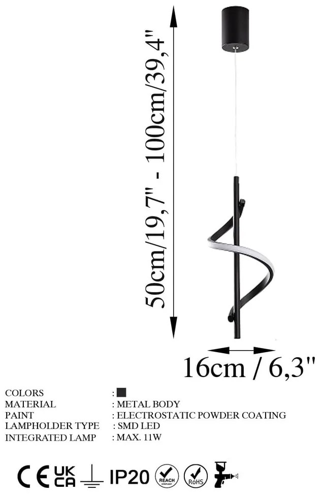 Nero Apparecchio a sospensione LED ø 16 cm Likma - Opviq lights