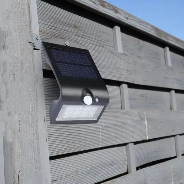 Applique a LED solare con sensore LED/1.5W/3,7V IP65 nero