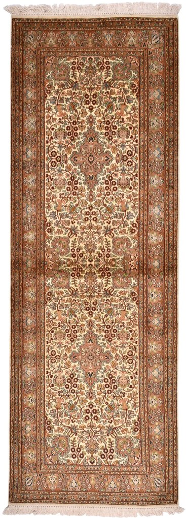 Cashmere Silk Tappeto orientale 220 x 80 Beige (Indian) Annodato A Mano