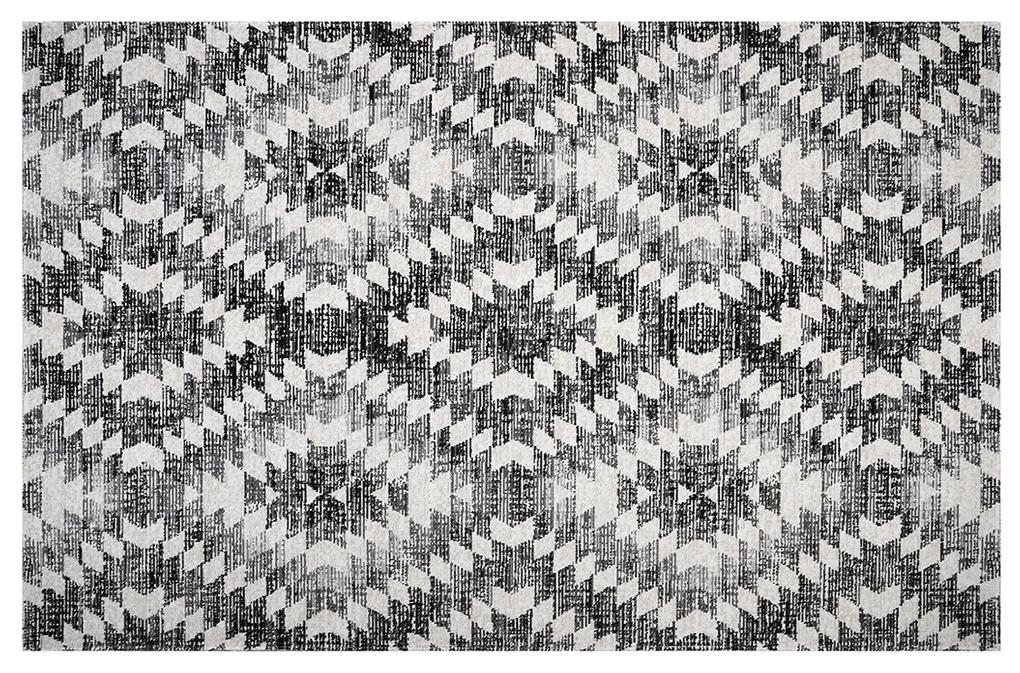 Tappeto etnico motivo losanghe grigio nero interno esterno 150 x 220 cm PIXO