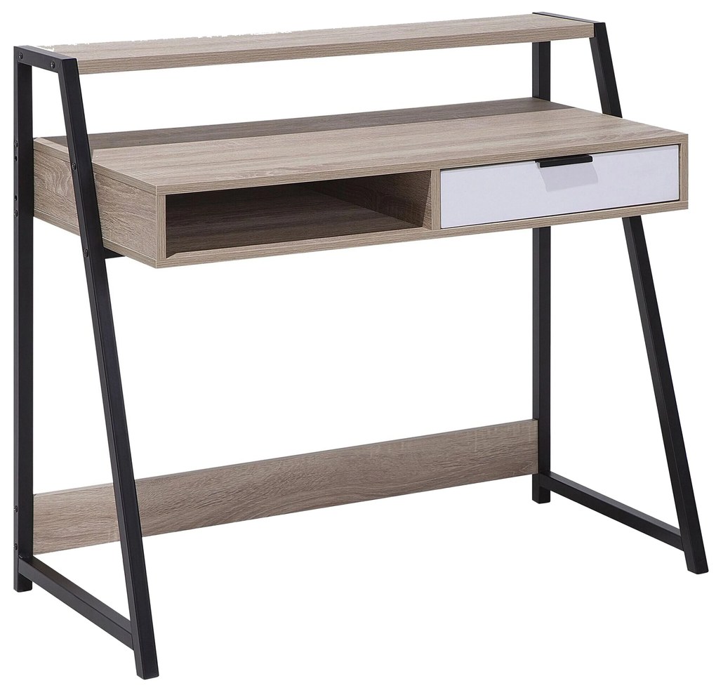 Set di mobili da ufficio legno chiaro e nero FOSTER/CALVIN Beliani
