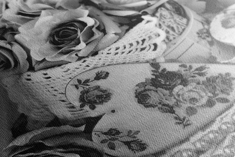 Quadro su tela – Stile romantico vintage in bianco e nero