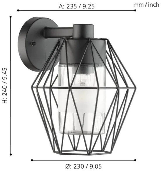 Eglo 97226 - Applique da esterno CANOVE 1xE27/60W/230V
