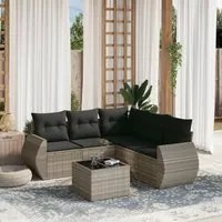 Set Divano da Giardino 6pz con Cuscini Grigio Chiaro Polyrattan 3221361