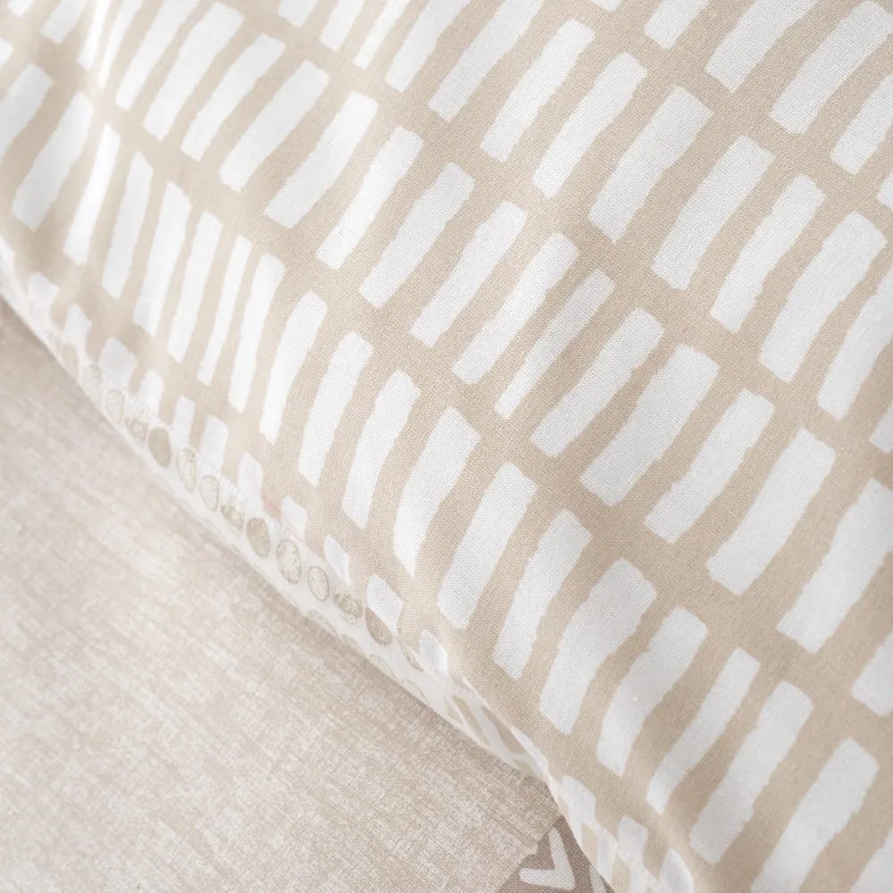 Set copripiumino e federa beige per letto matrimoniale e per letto esteso 230x220 cm Larsson Geo – Catherine Lansfield