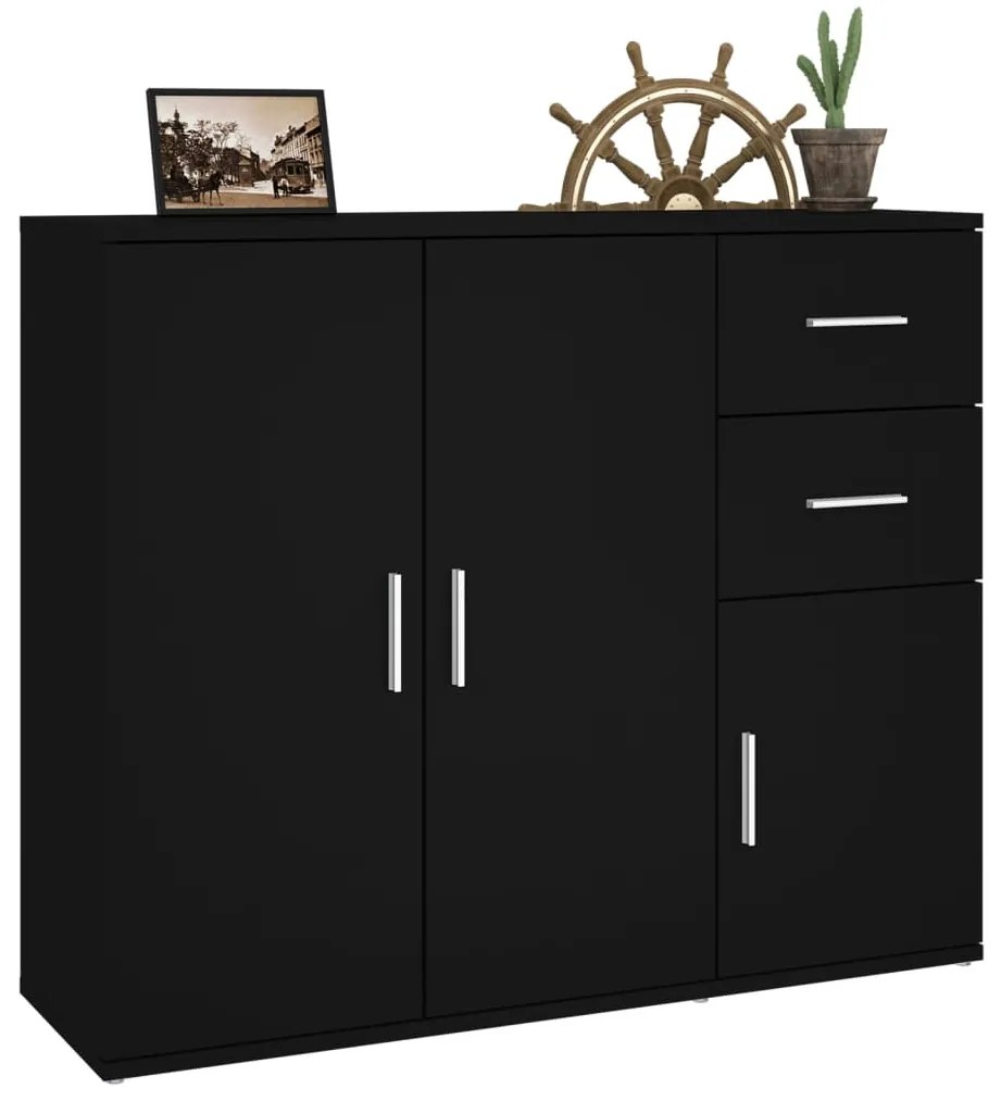 Credenza nera 91x29,5x75 cm in legno multistrato