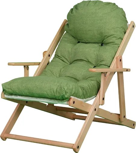 Poltrona in legno pieghevole 3 posizioni - cuscino tessuto Pea