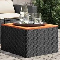 Tavolo da Giardino Nero 55x55x37 cm Polyrattan e Legno Acacia 365975