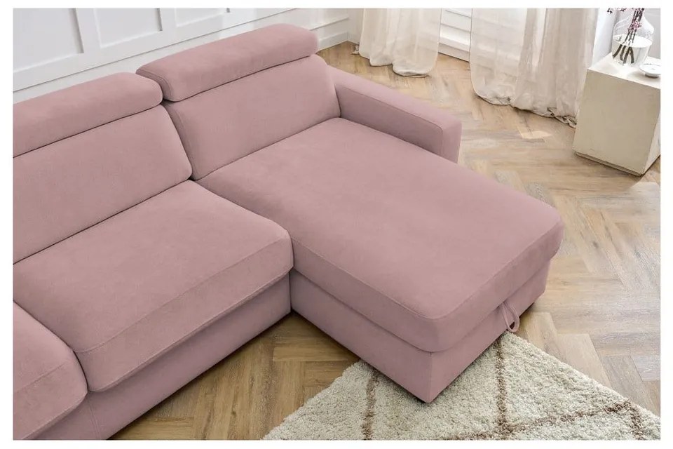 Divano angolare rosa allungabile (con composizione variabile) Monaco – Bobochic Paris