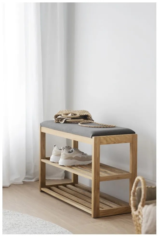 Scarpiera in legno di quercia colore naturale con panca Confetti - Rowico