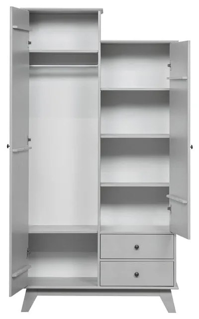 Armadio per bambini grigio chiaro in legno di pino 98x190 cm Lily - WOOOD