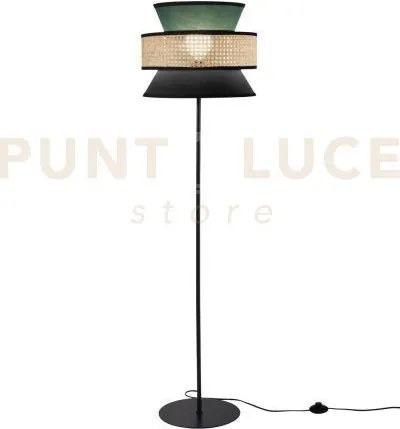 Piantana gazebo verde nera rattan naturale 1 luce attacco e27 d40x1...