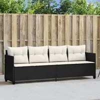 Lettino Prendisole con Cuscini Nero in Polyrattan 368326