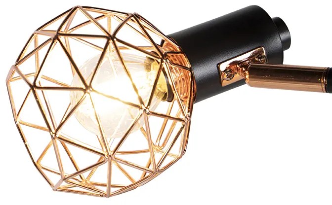 Lampada da terra nera con rame 3 luci - Mesh