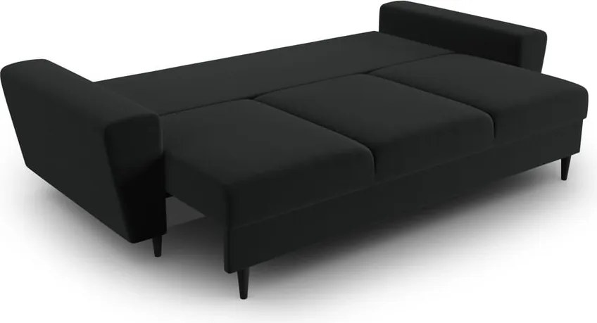 Divano nero allungabile e con contenitore con rivestimento in velluto 235 cm Kyoto – Cosmopolitan Design