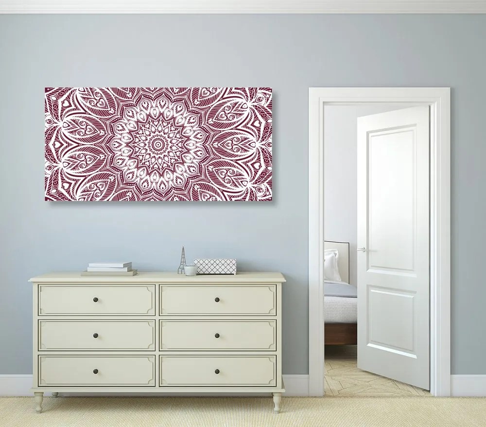 Quadro su tela – Mandala armonia su sfondo rosa
