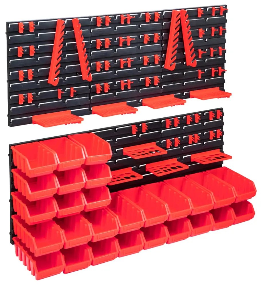 Kit Contenitori 103 Pz Con Pannelli A Parete Rosso E Nero /