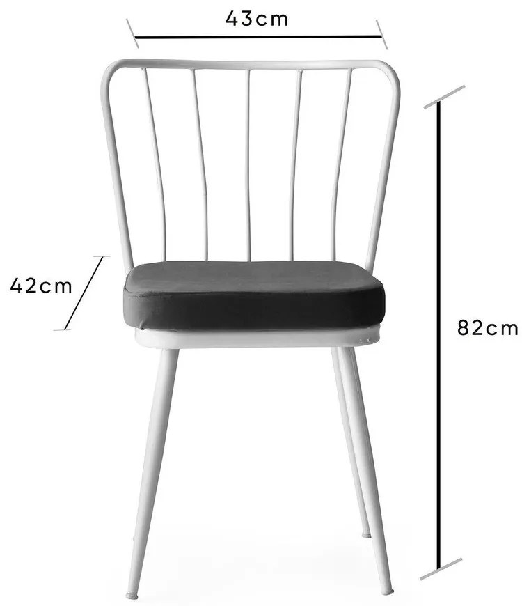 Set di 2 sedie da pranzo in metallo bianco-nero Yildiz - Kalune Design