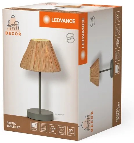 Ledvance - Lampada da tavolo DECOR RAFFIA 1xE27/15W/230V bastone di rafia