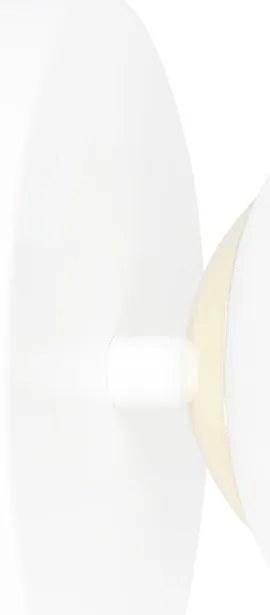 Applique A 1 Luce Vishnu In Acciaio Bianco E Sfera In Vetro Bianco E Oro