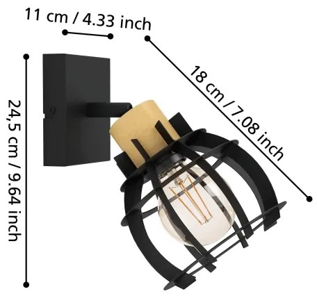 Eglo 43926 - Faretto da parete STILLINGTON 1xE27/40W/230V
