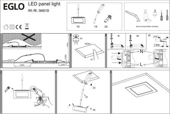 Eglo 94519 - Faretto LED da incasso FUEVA 1 LED/2,7W/230V