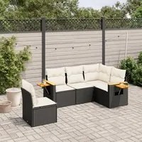 Set Divani da Giardino 5 pz con Cuscini in Polyrattan Nero 3226812