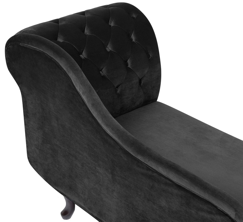 Chaise longue destra in velluto nero NIMES Beliani