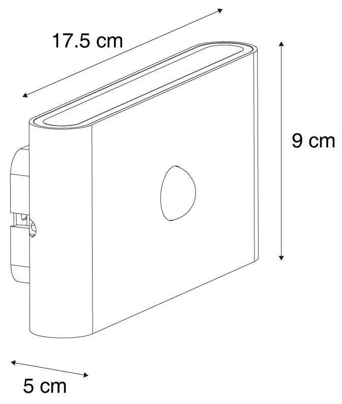 Lampada da parete nera Sensore Lux Magnetico Incl. LED Ricaricabile - Batt