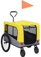 Rimorchio Bici Animali Carrello Jogging Giallo e Grigio 92442