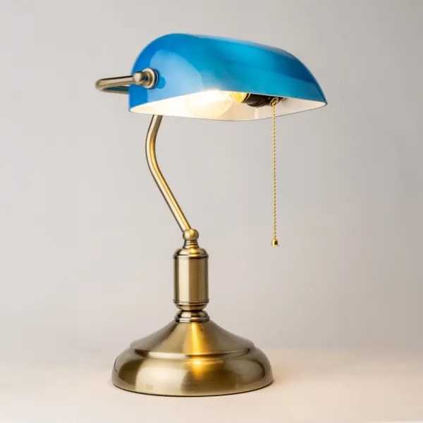 Brilagi - Lampada da tavolo BANK OFFICE 1xE27/60W/230V ottone/blu
