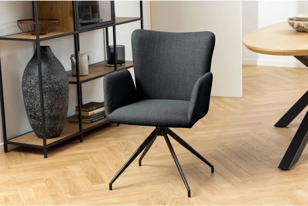 Set di sedie da pranzo grigio scuro in imbottito con braccioli 2 pz Laura – Actona